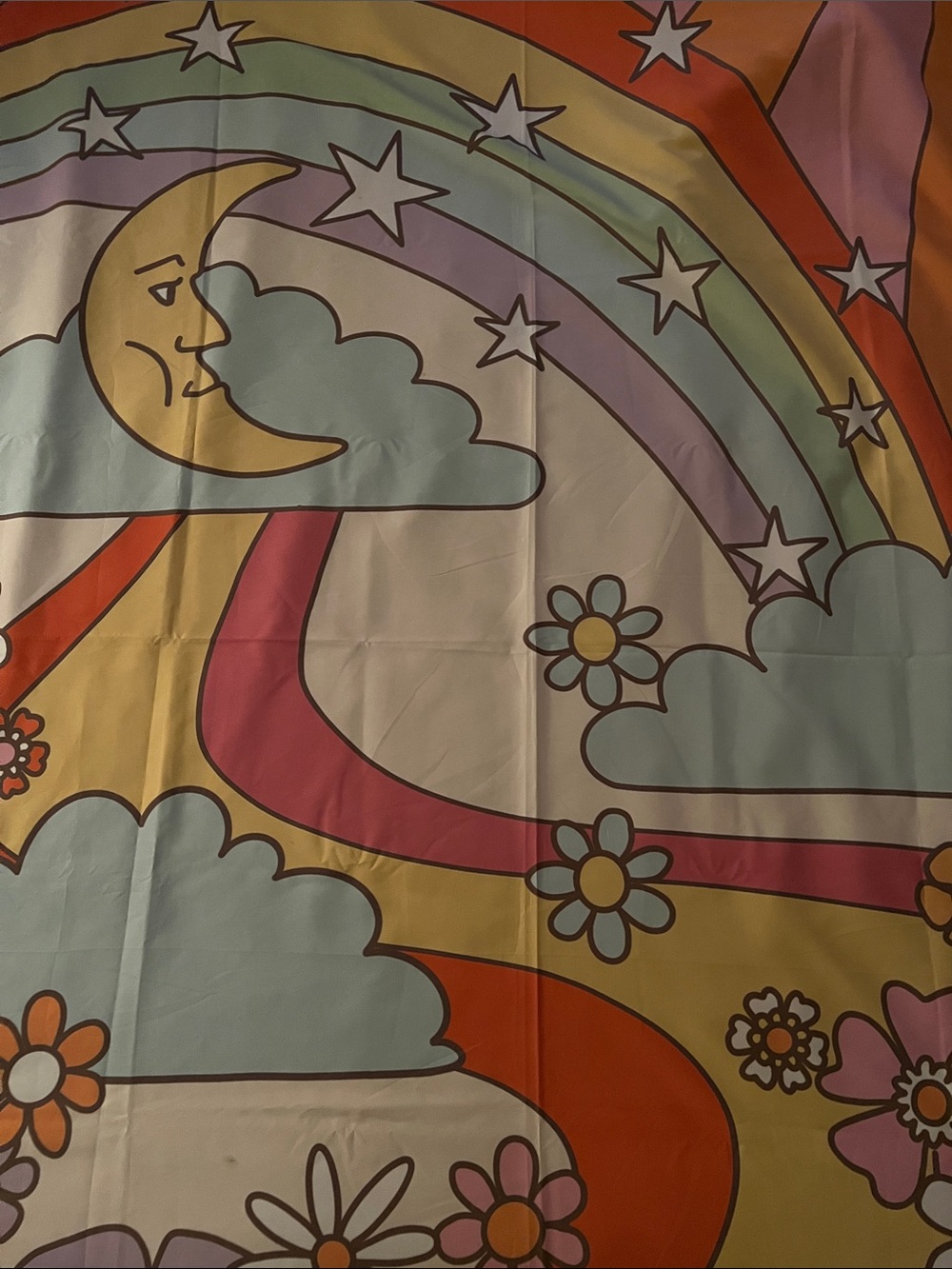 Retro Rainbow Moon Wall Tapestry in Multicolor